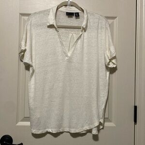 Jones New York Cream Pullover Boyfriend Shirt Size: XL